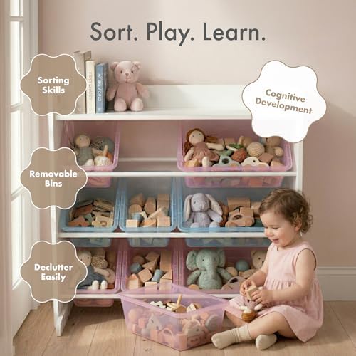 Humble Crew Kids Toy Organizer with Display Shelf, 9 Bins, 3 Tier Storage - Image 6