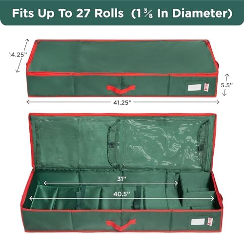 HOLDN’ STORAGE Premium Wrapping Paper Storage Container, Green - Image 3