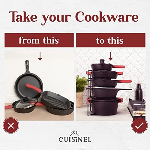 Cuisinel Pan Organizer for Cast Iron, Silicone-Coated 15" Skillet Rack - Image 4