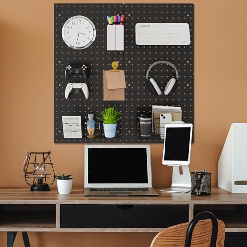 FZK Modular Plastic Peg Board Wall Organizer Kit, 12x12, Black - Image 6