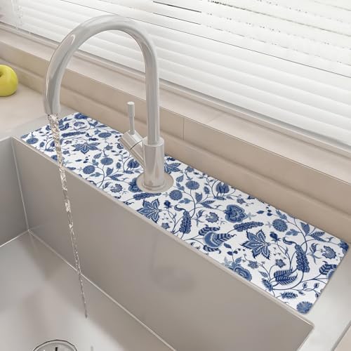 24" X 5.5" Kitchen Sink Splash Guard Faucet Mat Flora Super Absorbent Fast Drying Faucet Guard & Draining Mat Sink Splash Guard Behind Faucet for Kitchen, Bathroom by Unknown