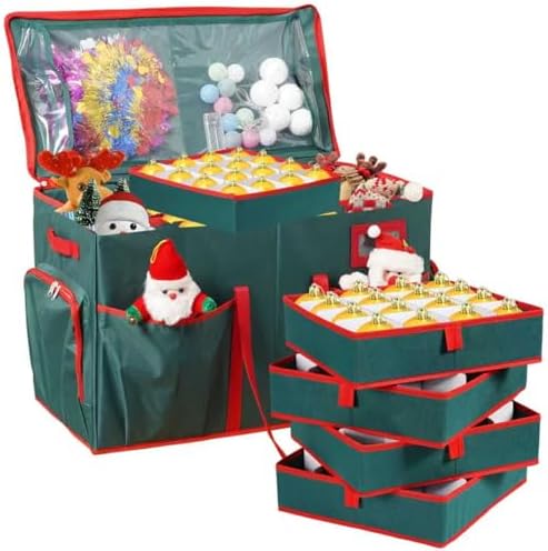 Christmas Ornament Storage Box,2-in-1 Christmas ornament organizer by Peyulia
