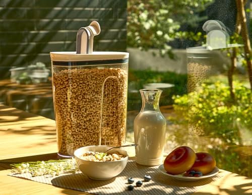 Felli Cereal Container Storage Airtight Holds 32 oz Family Size Breakfast Box with Flip Top Lid, Stackable Acrylic Dry Food Dispenser, Protein Granola Oats Grains, Crunch Keeper (Large 4.1Qt - 2pk) - Image 2