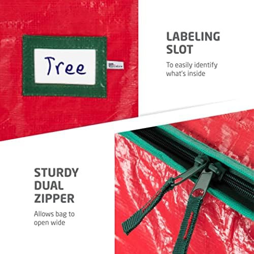 Zober Christmas Tree Storage Bag - Fits 7.5 Ft Artificial Trees - Plastic, Waterproof Christmas Tree Bag For Storage Box For Xmas - Strong, Durable Handles - Label Card Slot - Red - Image 5
