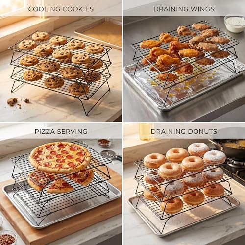 Cooling Rack for Baking, 3-Tier Stackable Wire Rack 10"x15.8" - Image 4