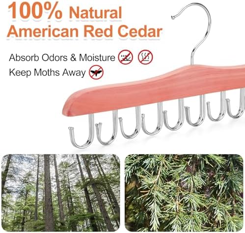 TOPIA HANGER Bra Hangers for Closet Organizer, Cedar Wooden Hangers with 20 Hooks, 2 Packs Hold Up to 80 Bras, Tank Top Hanger Space Saving, Belt Hanger-CT58U - Image 3
