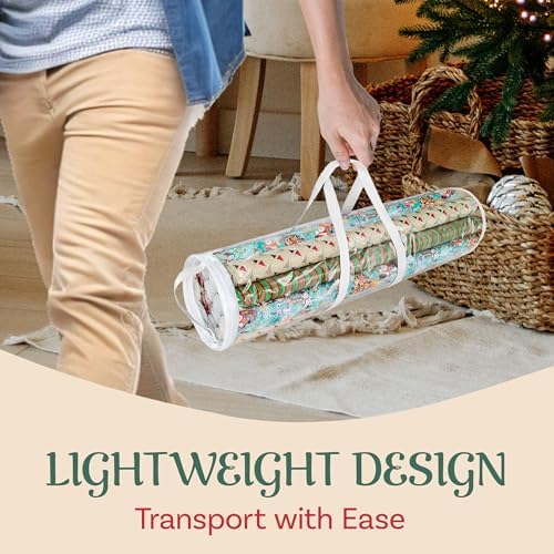 Wrapping Paper Storage Bags - Set of 2 Clear Totes with Handles for Organizing 30-Inch Rolls of Holiday, Birthday, and Christmas Wrap by Elf Stor - Image 6