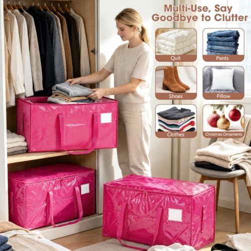 6Pcs Heavy Duty Extra Large Moving Bags Storage Totes Fold - Image 4