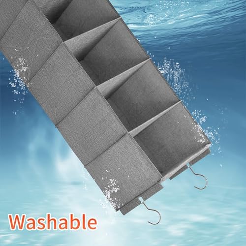 Large Hanging Sweater Organizer for Closet,Collapsible 6-Shelf Hanging Closet Shelves with Drawers, Washable (Grey-6 Shelf) - Image 6