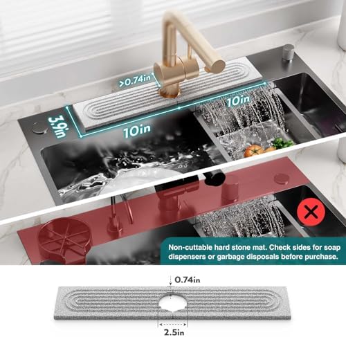 Stone Faucet Mat for Kitchen Sink, Diatomite Stone Drying Mat for Kitchen Counter, 2026 Upgraded Dishwasher-Safe & Ultra Absorbent, Food-Grade Stone Dish Drying Mat for Bottles & Utensils (20" x 3.9") - Image 3