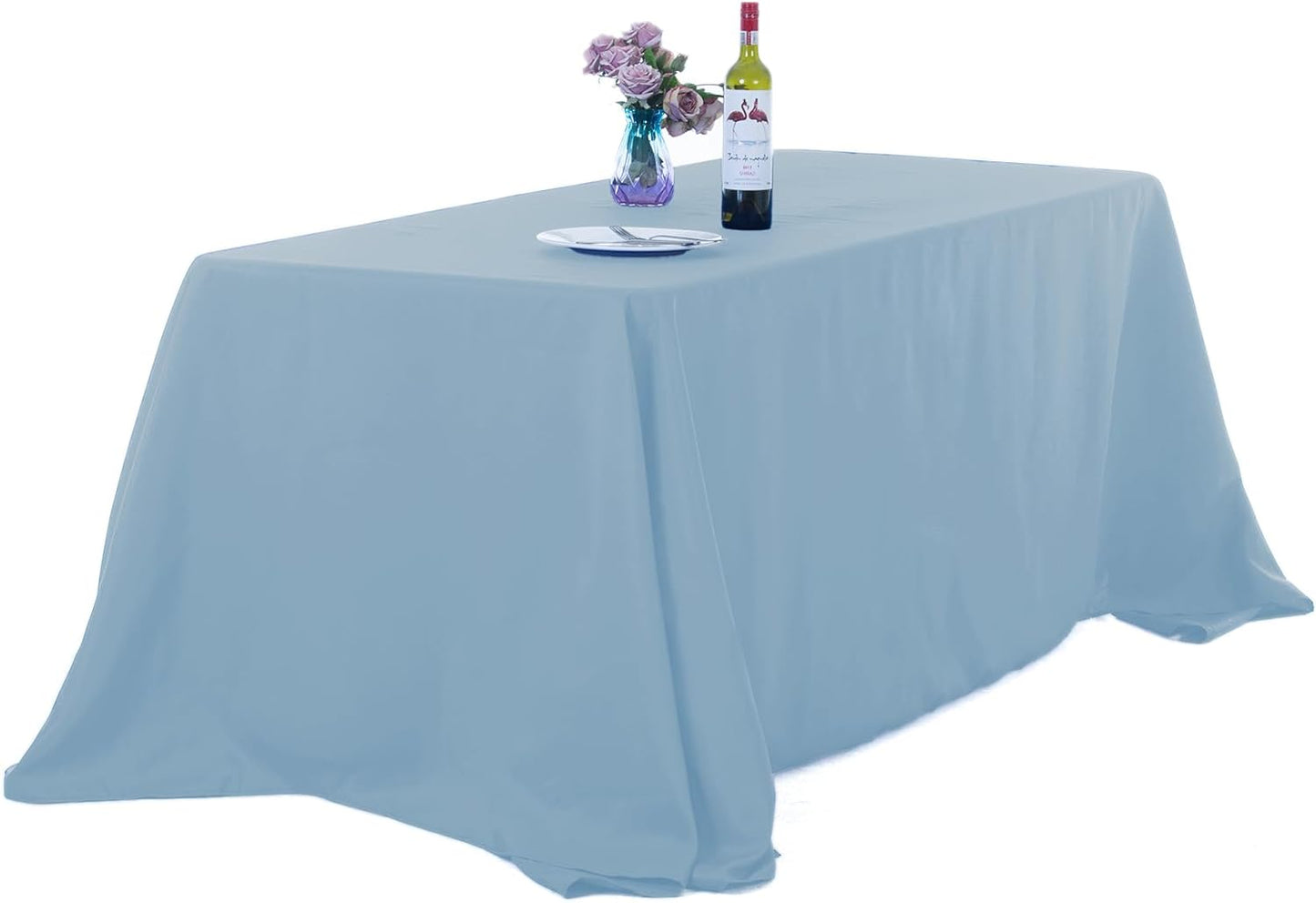 Ascoza 2pack 90x156 Inch Blue Mist Rectangular Tablecloth 8 Feet Table Cloth in Polyester Fabric for Wedding/Banquet/Restaurant/Parties