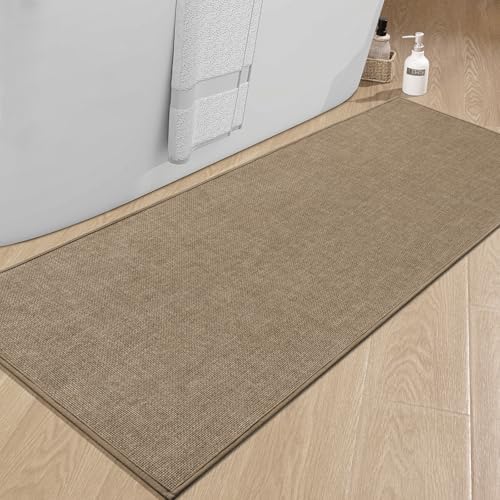 chakme Bathroom Rugs Mat 59x25, Ultra Thin Non Slip Bath Mat Large Quick Dry Absorbent Bath Mat for Bathroom Floor, (Dark Beige, 59"x25") by CHAKME