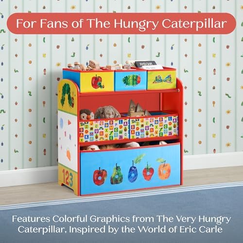 Delta Children - World of Eric Carle, The Very Hungry Caterpillar Design & Store 6 Bin Toy Storage Organizer - Greenguard Gold Certified, Red/Blue - Image 2