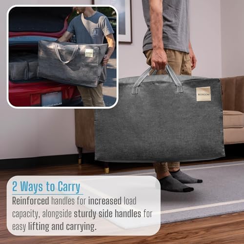VENO 6 Pack Extra Large Heavy Duty Moving Bags with Wide Opening & Reinforced Handles, Reusable Storage Tote Bags with Strong Zippers for Clothes, College Dorm Essentials & Moving Supplies - Image 3