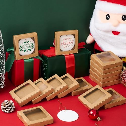 Dunzoom 25 Pcs Christmas Sublimation Blanks Ornament Gift Box, Kraft Paper - Image 6