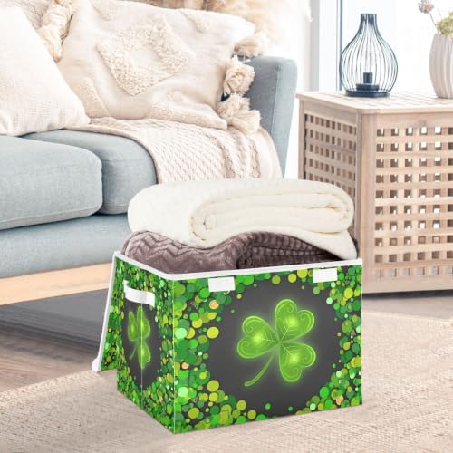 St. Patrick's Day Storage Bins with Lids and Carrying Handle,Foldable Storage Boxes Organizer Containers Baskets Cube with Cover for Home Bedroom Closet Office - Image 5
