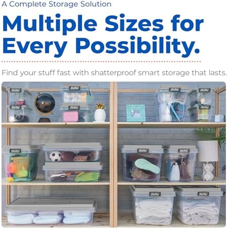 Hefty 6.5 Qt Flat-Lid Storage Bin with Lid, Stackable Plastic Storage Container, Organizer for Home, Office & Classroom, 8 Pack, Gray - Image 7