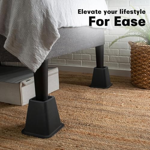 ANNKUT 6 Inch Heavy Duty Bed Risers, Furniture Risers for Desk, Chair, Table or Sofa, Couch Lift Risers, Supports up to 2200 lbs per Leg(4 Pack Black) - Image 6