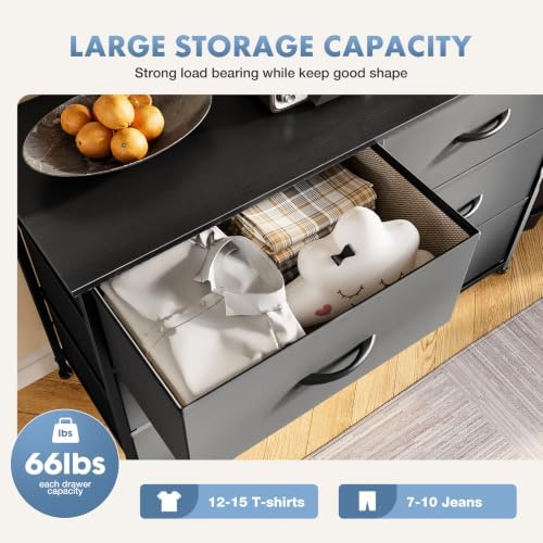 DUMOS 6 Drawer Dresser for Bedroom, Wide Storage Chest of Drawers Cabinet - Image 4