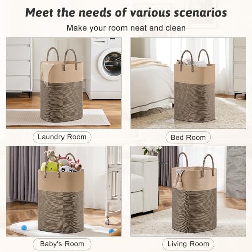 Artfeel Laundry Basket,Woven Cotton Rope Laundry Hamper,80L Versatile Storage for Dirty Clothes,Baby Toys,and Blankets in Bathroom, Nursery,and Living Room - Image 5