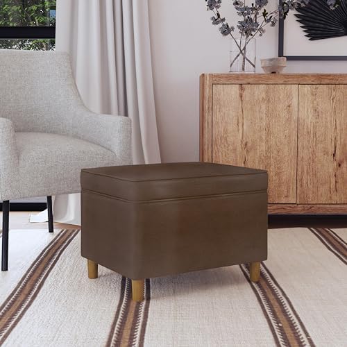 Spatial Order 24" Dinah Collection Storage Ottoman - Brown Faux Leather - Image 4