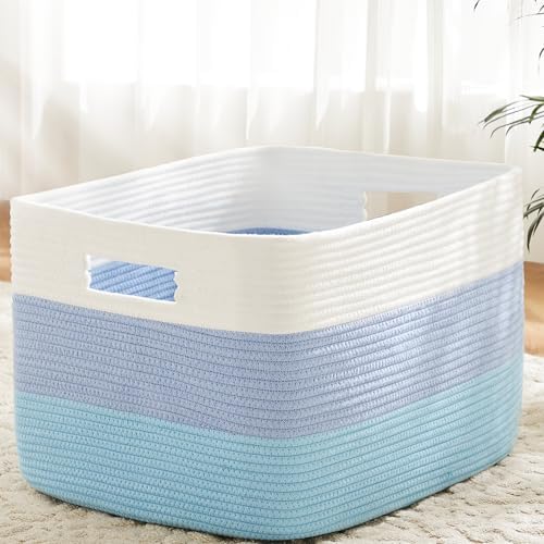Artfeel Blanket Basket,Rectangle Woven Baskets for Storage,30L Laundry Basket for Decorative Nursery Blanket,Toys,Dirty Clothes and Magazine in Shelves,Baby Room,and Living Room by Artfeel