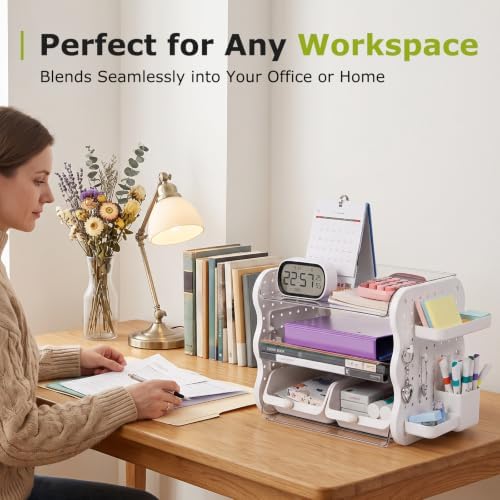 COMIX 3-Tier Paper Organizer Letter Tray, File Organizer for Desk, White - Image 2