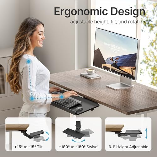 PEGZONE Keyboard Tray Under Desk Slide Out, 25 x 11 inch, Black - Image 4