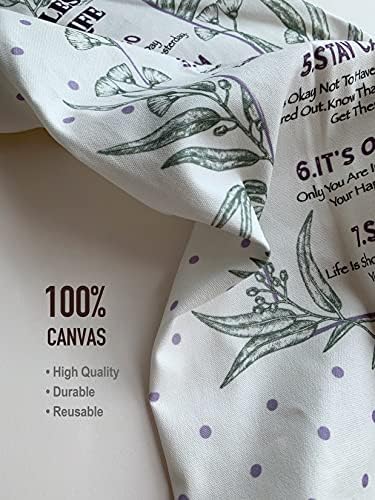 Hglian Inspirational Plastic Bag Holder,7 Rules of Life Canvas Grocery Bags Organizer Storage - Image 3