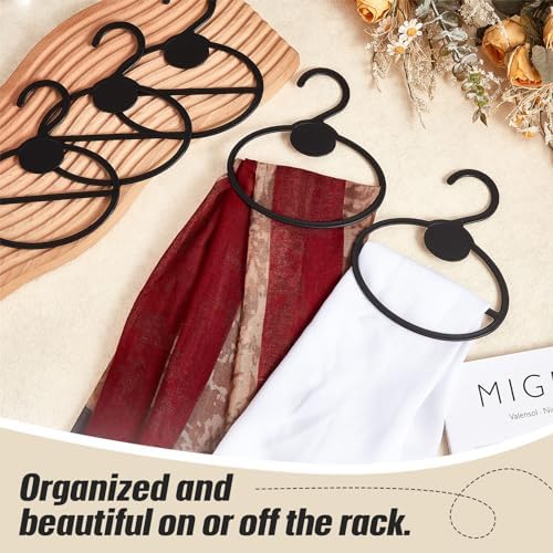 FoldTier 25 Pcs Scarf Hanger Plastic Holder Organizer Space Saving Scarf Organizer Clothes Hanger for Scarves Headscarves Clothing Sorting Storing (Black) - Image 5