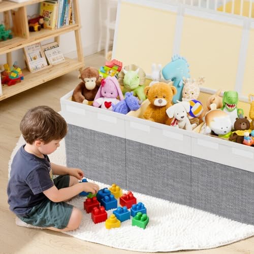 Dayacoco Extra Large Toy Box, Collapsible Toy Storage, Kids Organizer, Gray - Image 7