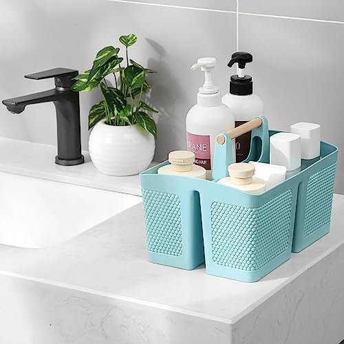 rejomiik Plastic Shower Caddy, Portable Shower Basket with Handle, Blue - Image 2
