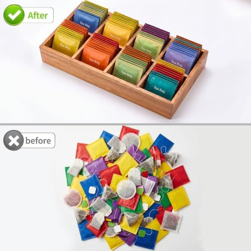 Acacia Wood Tea Bag Organizer with 8 Slots, Tea Bag Holder for Countertop - Image 6