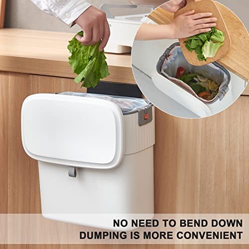 ELPHECO Hanging Trash Can with Lid, 2.5 Gallon, Kitchen Compost Bin - Image 3