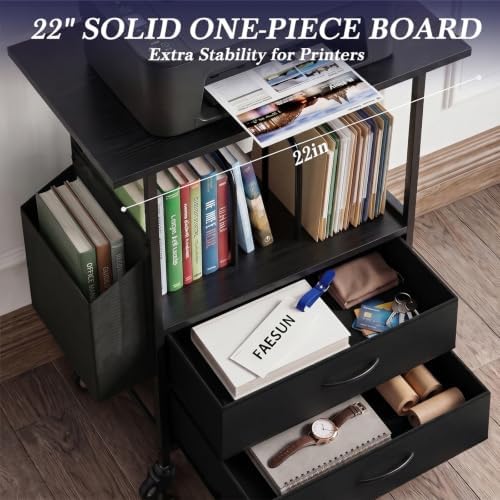 Faesun 22IN Mobile Filing Cabinet, Rolling File Cabinet with Fabric Drawers - Image 3