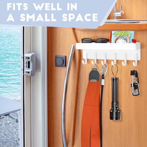 Magnetic Key Holder, Wall Mount Key Rack with Shelf, 9.65 in, White - Image 6