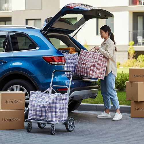 Hiceeden 9 Pack 108L Checkered Moving Storage Bags, Extra Large Travel Plaid Bag Alternative to Moving Boxes, Dorm Laundry Tote Organizer with Zipper and Handle for Clothes, Bedding, Red/Blue/Black - Image 6