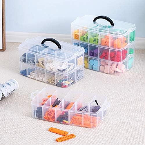 Sooyee 3-Tier Stackable Craft Organizers and Storage Box, Clear - Image 2
