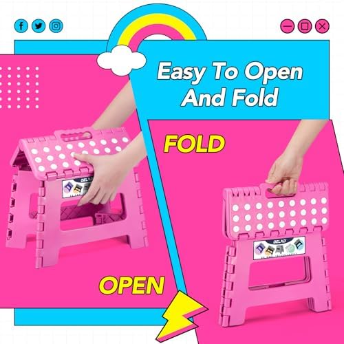 Delxo 9 Inch Kids Step Stool,300 Lbs Folding Step Stool for Toddler Pink - Image 4