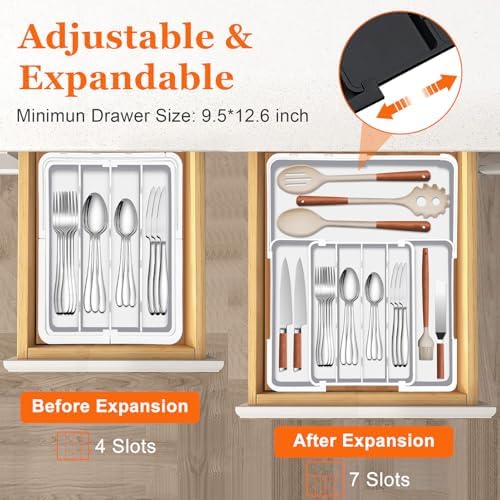 Spaclear Adjustable Silverware Drawer Organizer, Utensil Tray for Kitchen - Image 3