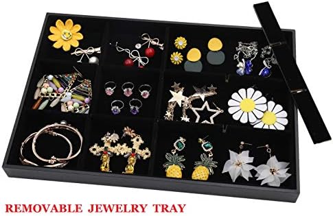 Stratalife 12 Grid Velvet Jewelry Organizer Tray, 13.8" x 9.4" x 1.2" - Image 2