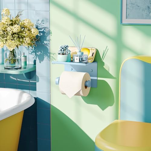 Toilet Paper Holder with Shelf Wall Mounted Toilet Paper Roll Dispenser - Image 2