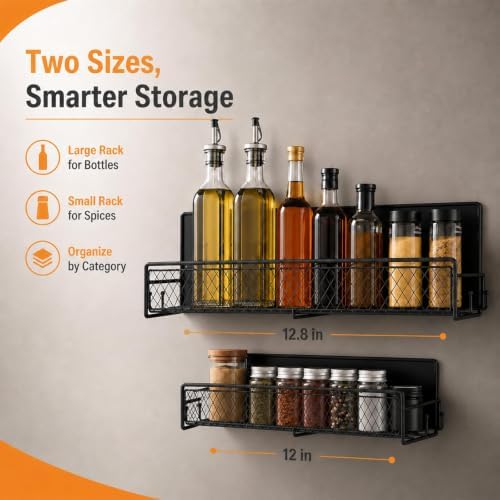 2 Pack Magnetic Cup Holder Heavy Duty, 6 Cup Mesh Water Bottle Storage Organizer with 8 Side Utility Hooks for Stanley Yeti Tumbler Cups, Side of Fridge Rack for Kitchen, Garage, Pantry, RV - Black - Image 5