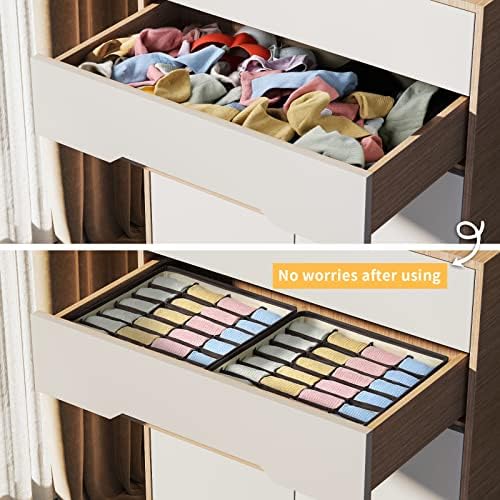 Joyoldelf Drawer Organizer 2 Packs, 24 Cell Collapsible Closet Cabinet Storage Boxes for Underwear, Socks, Bra, Handkerchiefs, Ties, Belts - Image 6