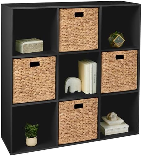 Best Choice Products 9-Cube Storage Organizer, 13.5in Shelf Opening, Bookcase, Display Shelf, Customizable w/ 3 Removable Back Panels – Black by BestChoiceProducts