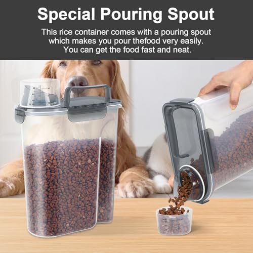 LEAWALK 5-7Lbs Airtight Dog Cat Pet Food Storage Container-Clear Black - Image 2