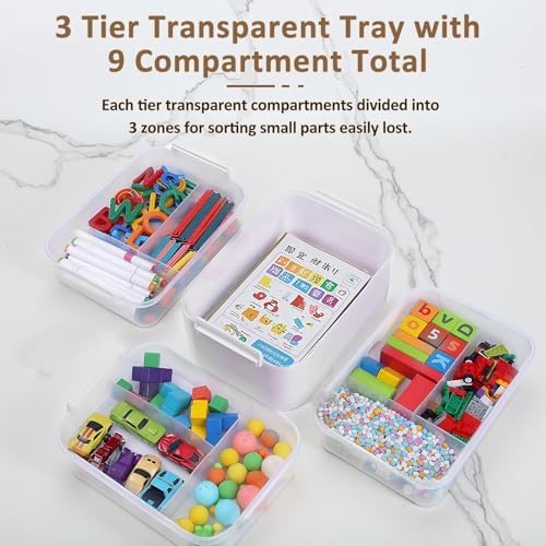 Gifhomfix 4-Layer Plastic Craft Organizers and Storage Box with Removable Trays, Storage Containers with lids and Handle, Art Supply Storage Organizer for Organizing Bead, Sewing, Tool - Image 2