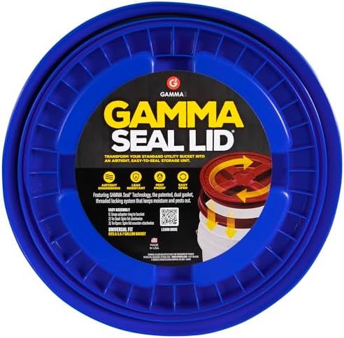 Gamma2 Gamma Seal Lid – Turn your standard utility bucket into an airtight storage container – Fits a 3.5 to 7 Gallon Bucket - Blue, Made in USA by Gamma2