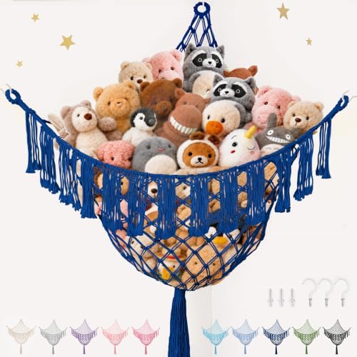 Lare Stuffed Animal Storage Hammock Corner Net - 45"W x 45"H(Sapphire blue) by PrimZootyDesign