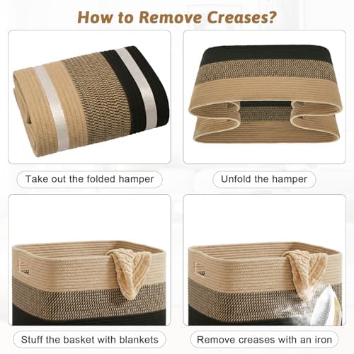 Artfeel Blanket Basket,Rectangle Woven Baskets for Storage,65L Laundry Basket for Decorative Nursery Blanket,Toys,Dirty Clothes and Magazine in Shelves,Baby Room,and Living Room - Image 7